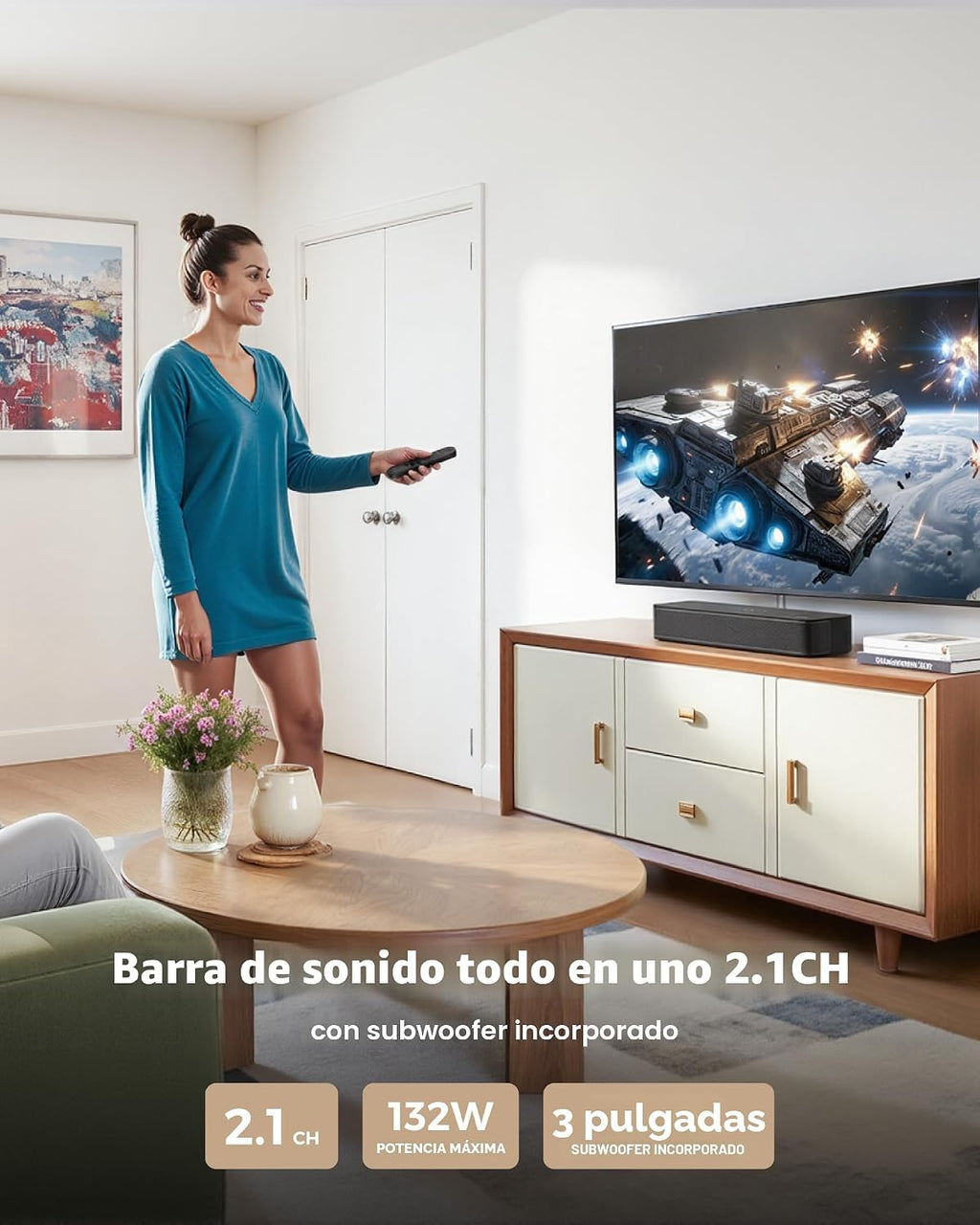 Barra de sonido ULTIMEA 2.1ch Subwoofer incorporado, sistema de cine en