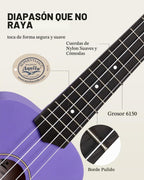 Donner Ukelele soprano para principiantes, ukelele mate de 21 pulgadas, kit para principiantes con correa para bolsa, afinador, cuerdas, púas de tela, lecciones en línea gratuitas (morado)