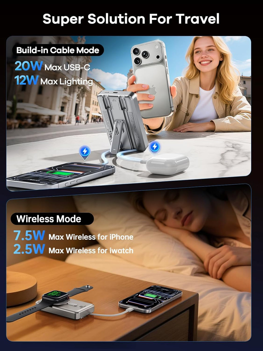 REWONDER Cargador portátil magnético, 10000 mAh PD 20 W, cargador p...