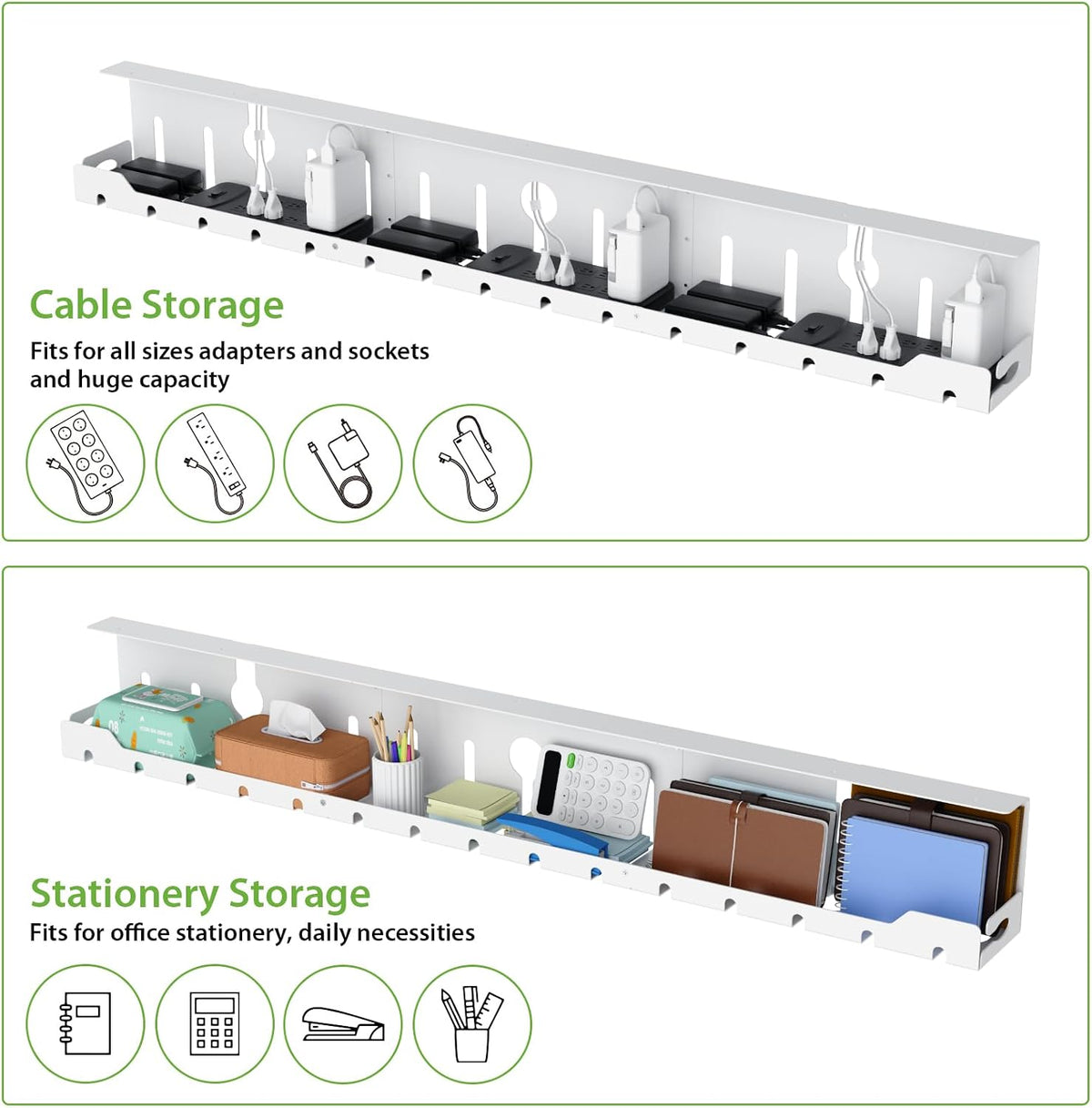 KEEGH Bandeja de gestión de cables para debajo del escritorio, 48 pulgadas