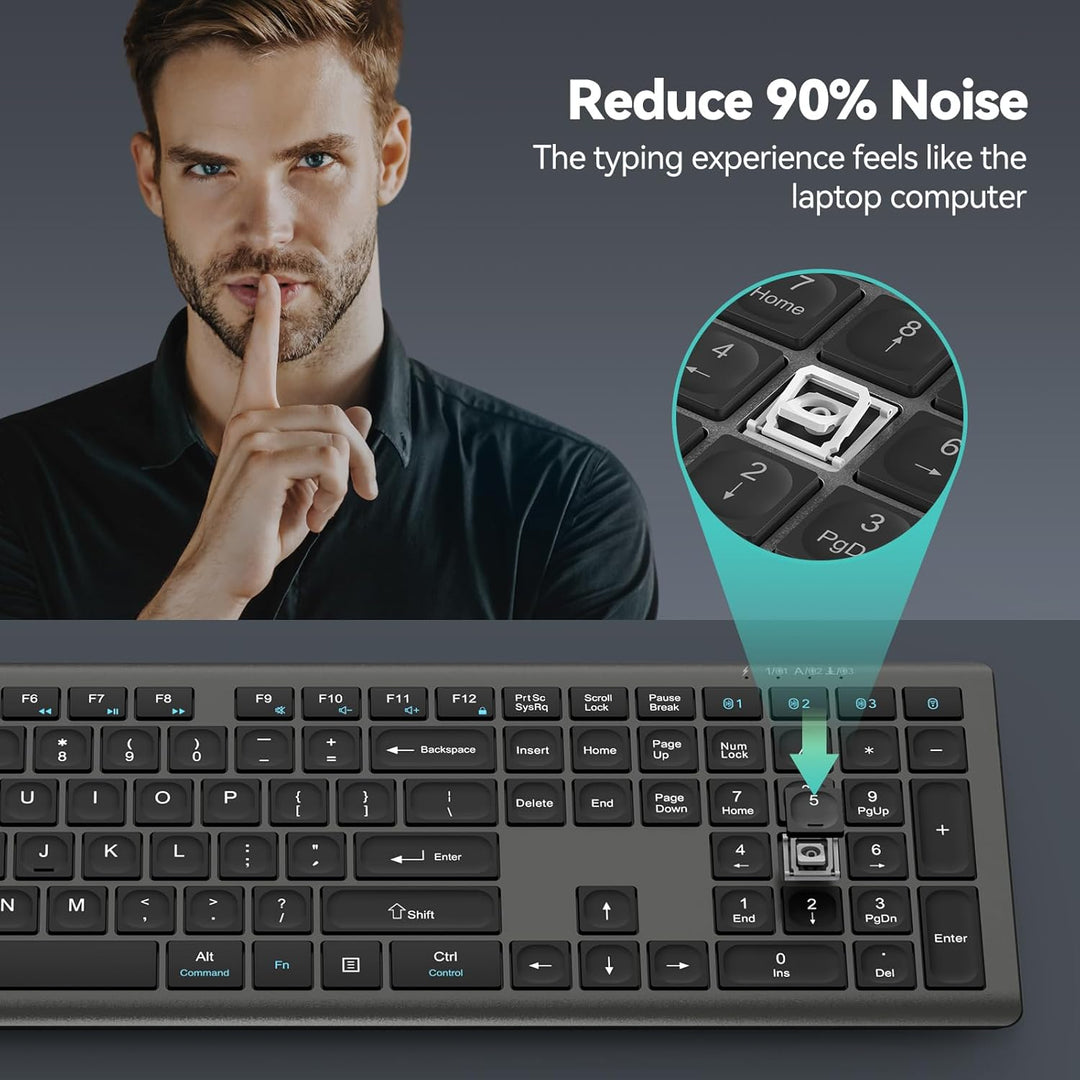 TECKNET Teclado Bluetooth recargable, conmutación libre de 4 dispos...