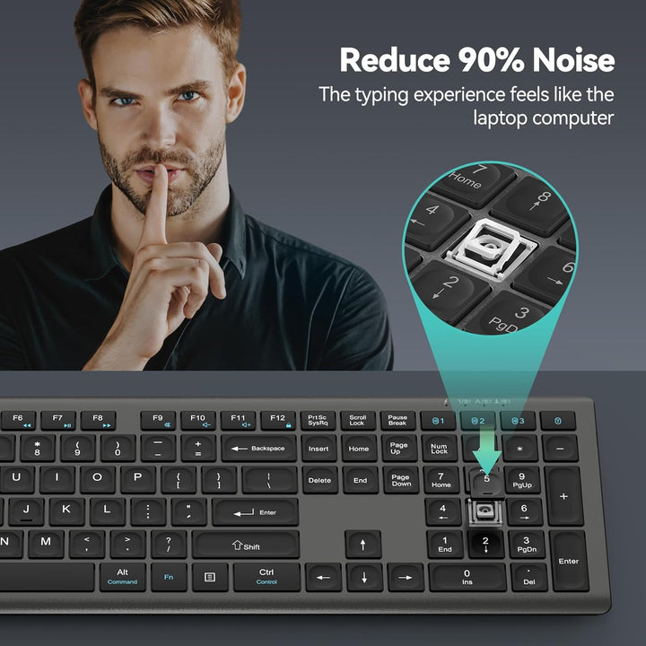TECKNET Teclado Bluetooth recargable, conmutación libre de 4 dispos...