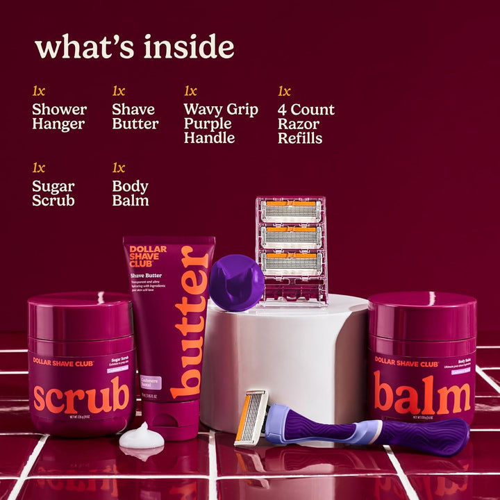 Dollar Shave Club Para mujeres | 1 mango de agarre ondulado morado,...