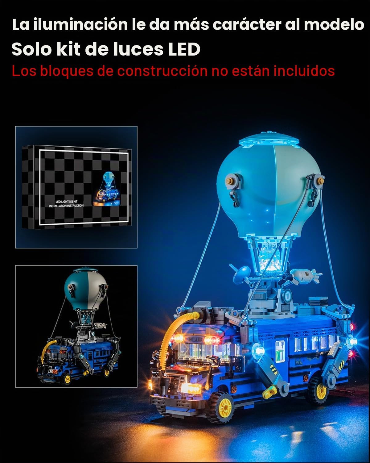 Kit de luz LED Mililier para el set de autobús de batalla Lego Fortnite 77073, compatible con el modelo de bloques de construcción Lego 77073 (no incluye el set de bloques)