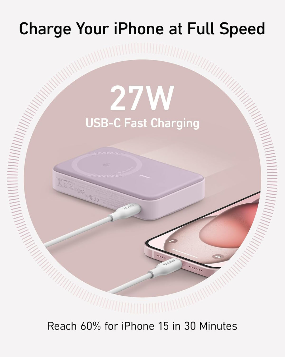 Anker MagGo Power Bank, Cargador portátil compatible con MagSafe, c...