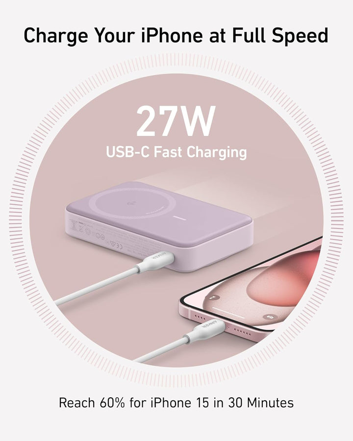 Anker MagGo Power Bank, Cargador portátil compatible con MagSafe, c...