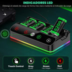 DINOSTRIKE Paquete de 4 baterías de 6200 mWh compatibles con estación de carga del controlador Xbox One/Series S/X. Cable USB C extendido: batería recargable para Xbox