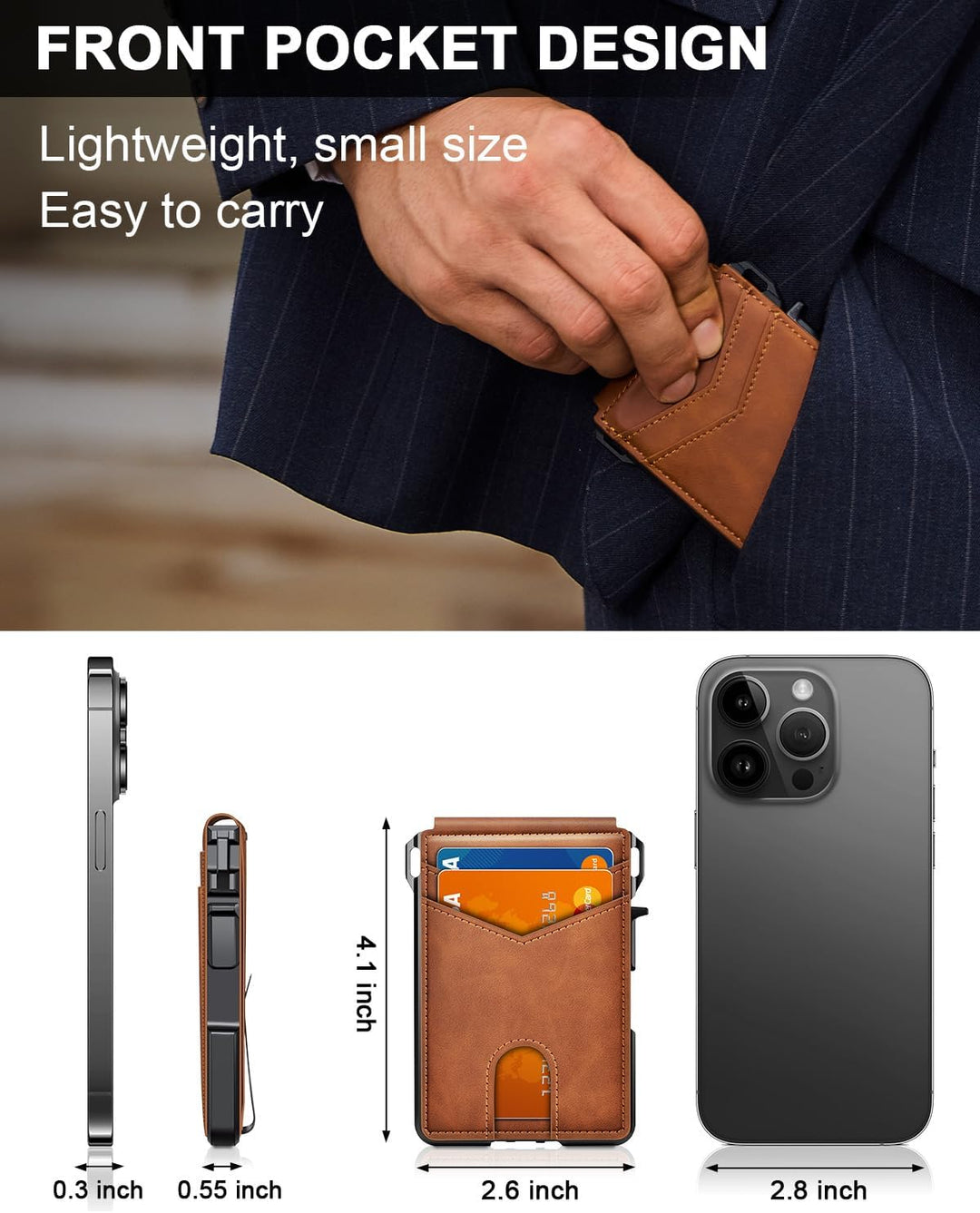 Cartera para hombres, cartera minimalista para hombres de 9-13 tarj...