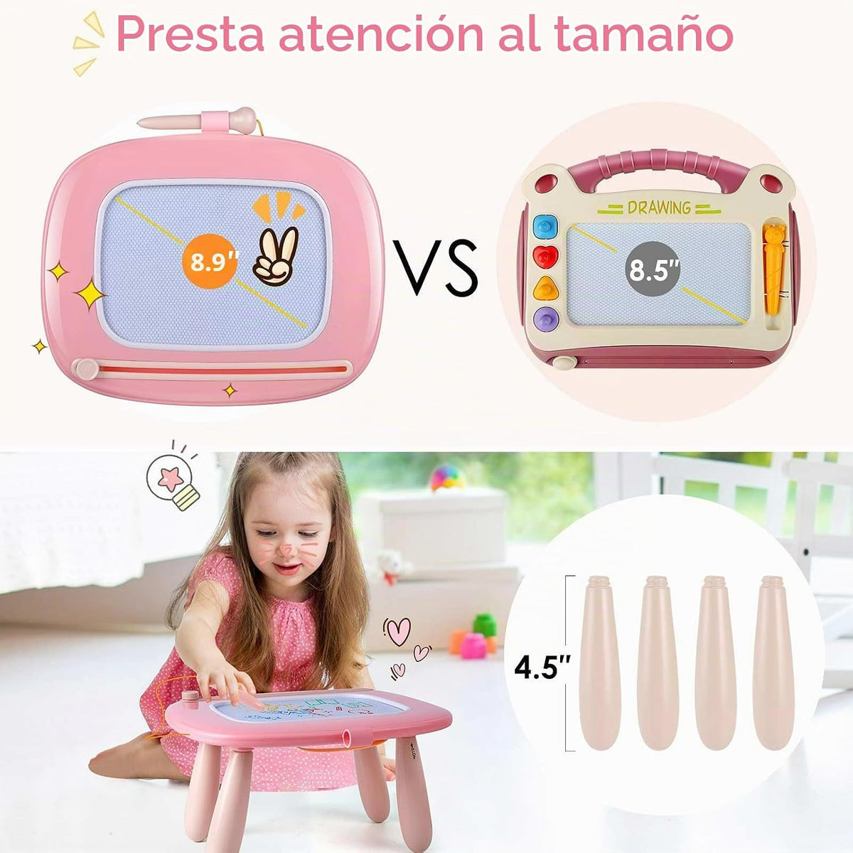 Juguetes para niños de 1 a 2 años, niños y niñas, pizarra magnética para dibujar y bloc de garabatos, juguetes educativos de aprendizaje para niños de 1, 2 y 3 años, niños y niñas, regalos