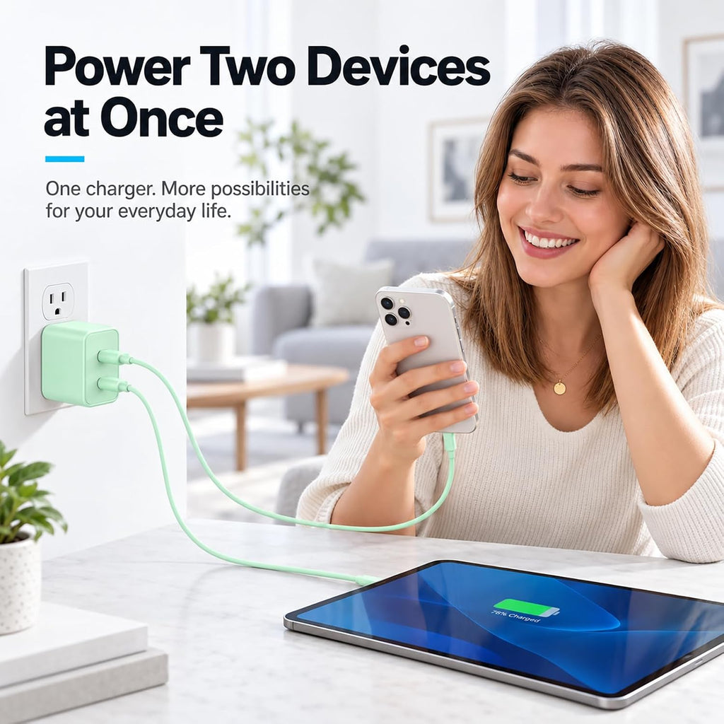 Cargador tipo C súper rápido para Samsung, cargador USB C de doble puerto