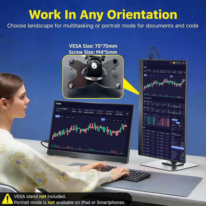 VisionOwl Monitor portátil para laptop, IPS USB-C HDMI segundo moni...
