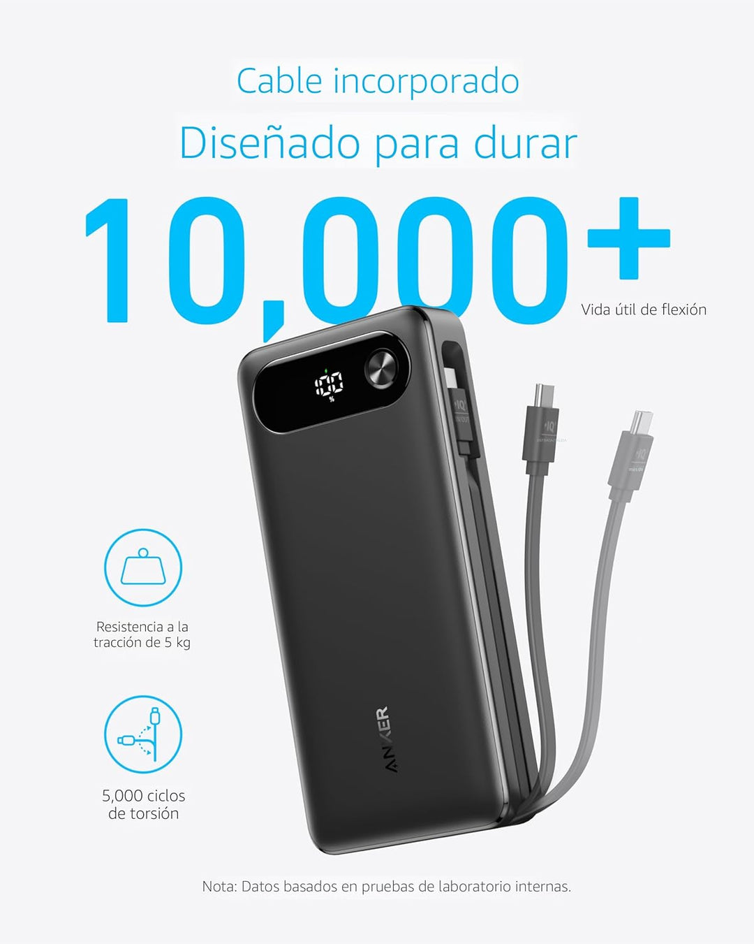 Anker Power Bank, cargador portátil esencial de viaje de 20,000 mAh...
