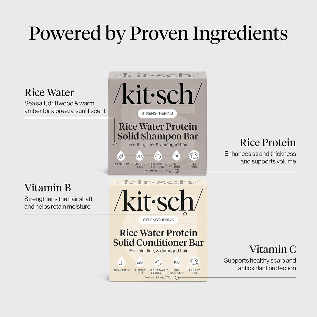 Kitsch Champú y acondicionador sólido de proteína de agua de arroz...