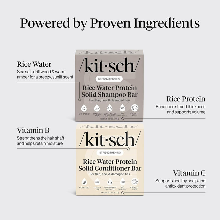 Kitsch Champú y acondicionador sólido de proteína de agua de arroz...