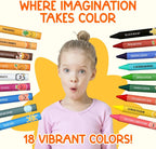 ZENO Crayones jumbo de 18 colores, no tóxicos y lavables para niños pequeños (1-3) y niños (4-8), crayones grandes fáciles de sostener, perfectos para viajes, arte y actividades de la primera infancia