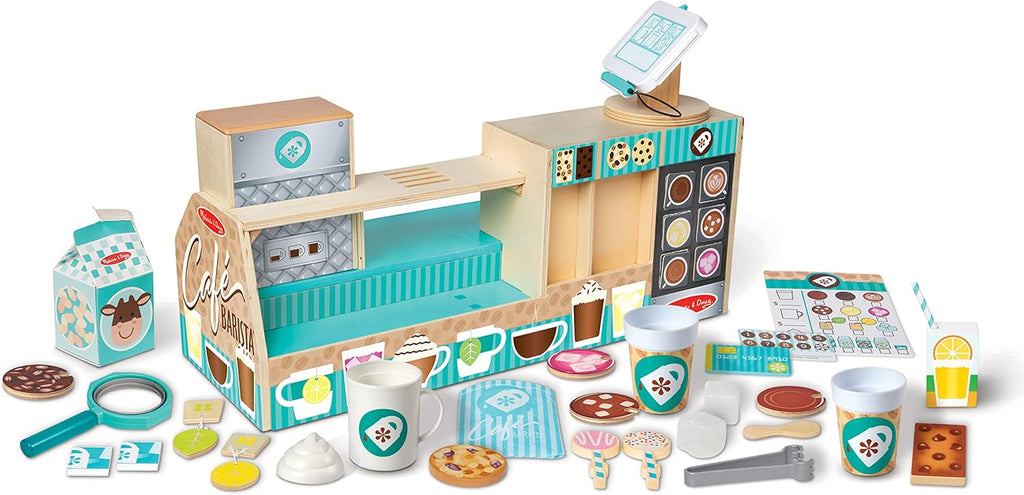 Melissa & Doug Cafetería Coffee Shop Barista de Madera (35 Piezas) - Certificado FSC