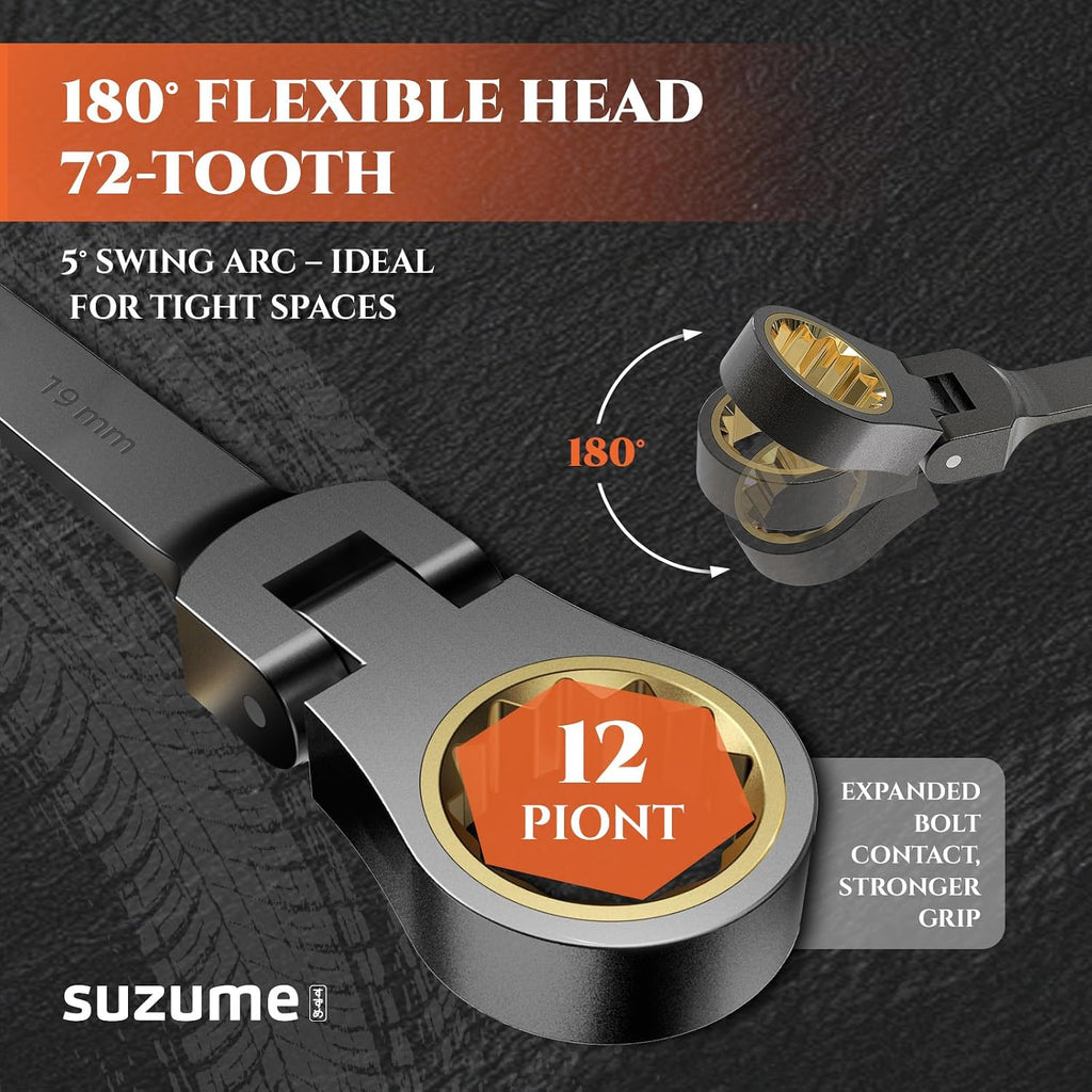 Juego de llaves de trinquete de cabeza flexible de 24 piezas