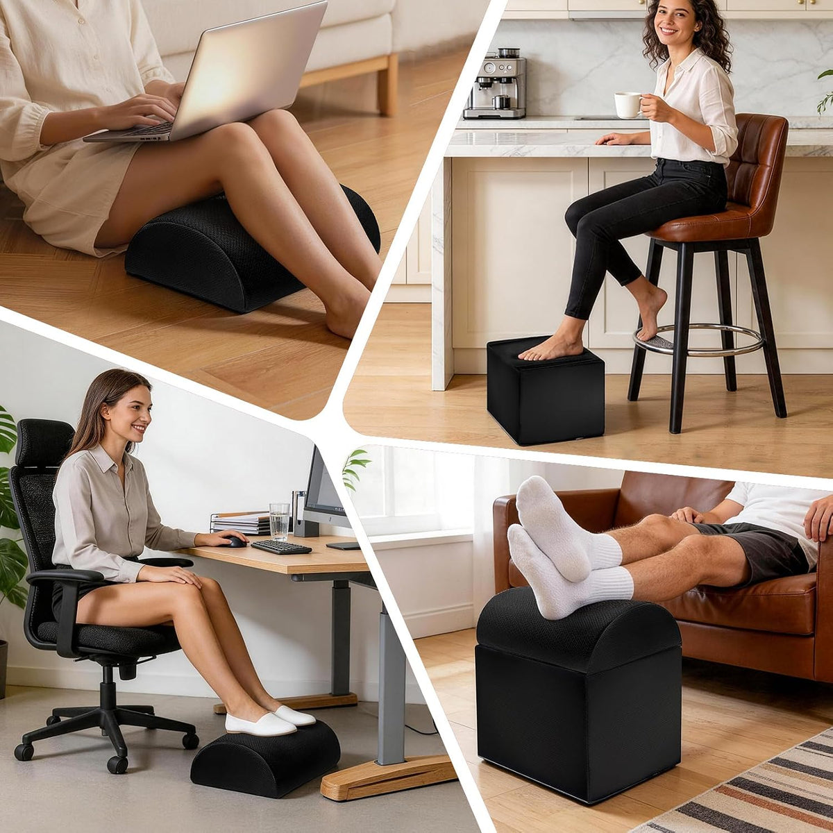 Lámpara Reposapiés ajustable para debajo del escritorio en el trabajo, reposapiés ergonómico con 3 pies de altura ajustable para debajo del escritorio, reposapiés de oficina con funda de malla extraíble