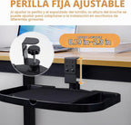 Plataforma de soporte de alfombrilla de mouse con abrazadera, altura ajustable debajo del escritorio, soporte de extensión giratoria de 360°, con 5 compartimentos de almacenamiento, ahorra