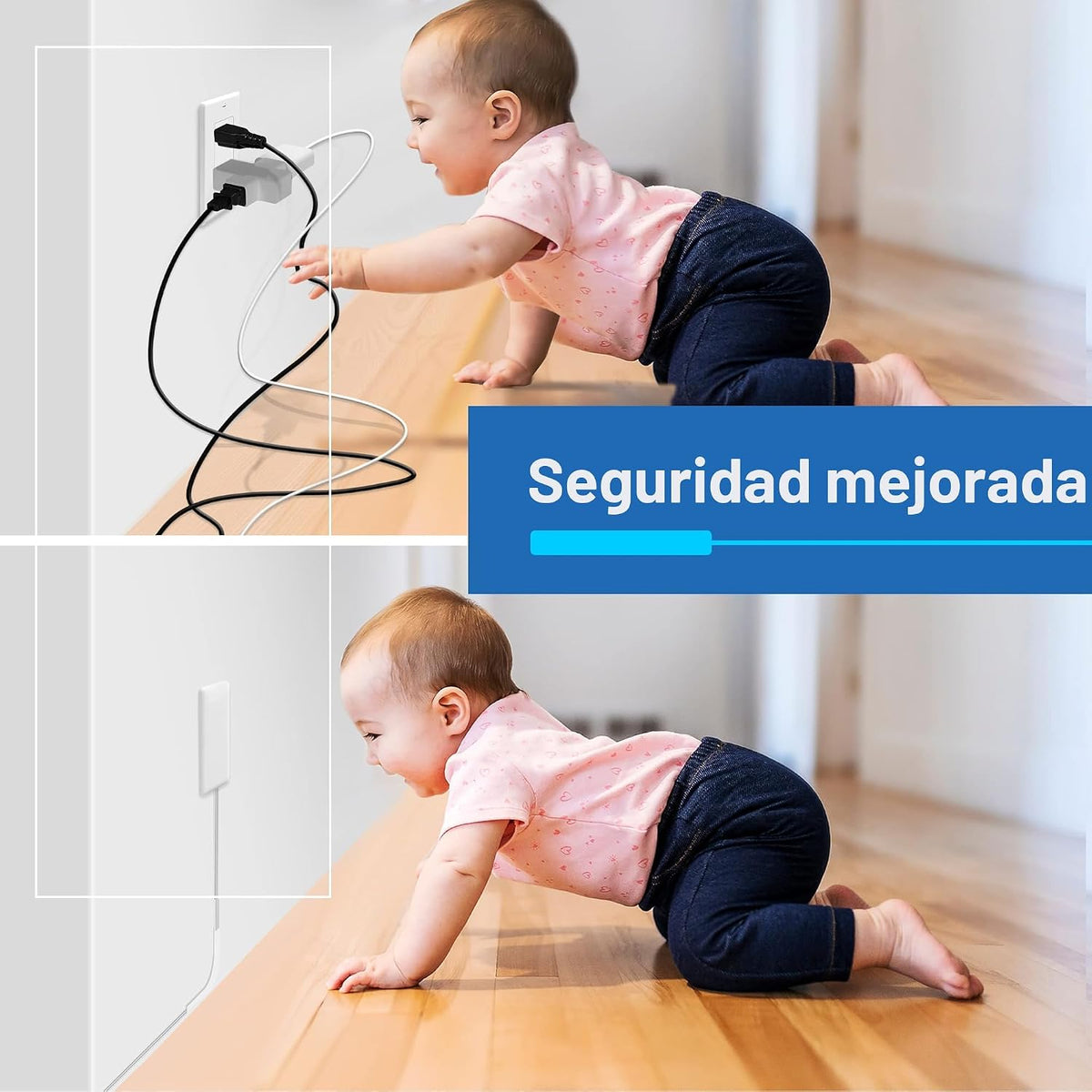 Extensor de toma de corriente LIDER Flat-Face, 3 receptáculos, cable de 3 ft, 1625W, ultra delgado