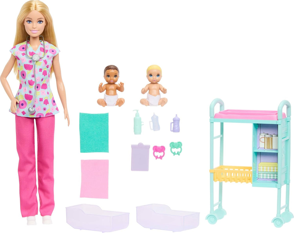 Barbie Careers - Juego de doctora de bebés con muñeca rubia de moda...