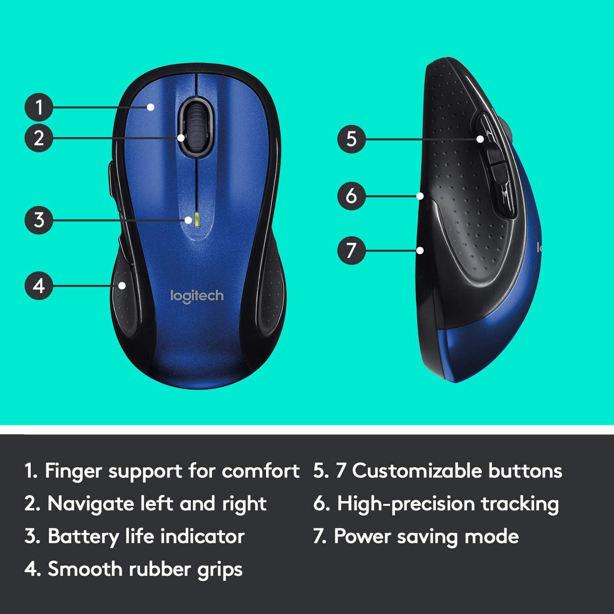 Logitech M510 - Mouse inalámbrico para computador Forma cómoda con...