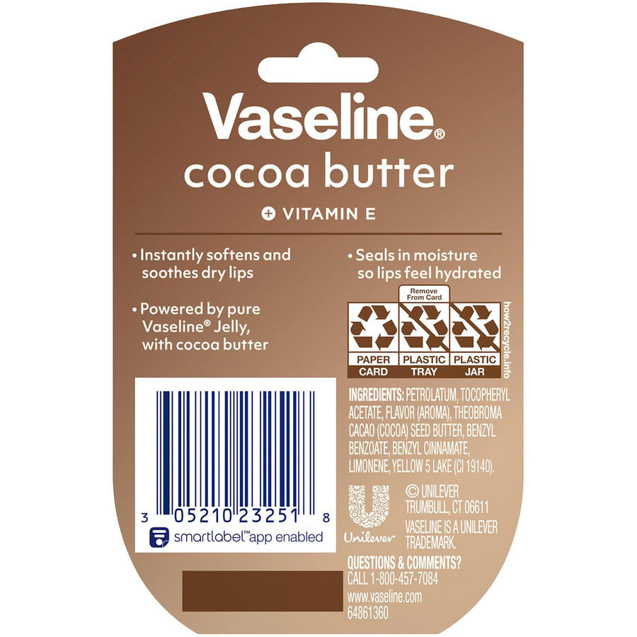 Manteca de Cacao Terapia de Labios con Vaselina, 0.25 oz (Pack de 4...