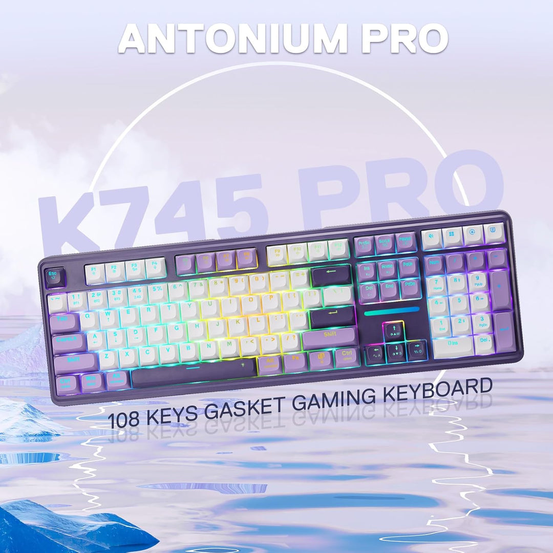 Redragon K745 PRO Teclado de juego inalámbrico con junta RGB, tecla...