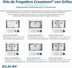 Elkay Crosstown Fregadero Undermount de Acero Inoxidable 16 Gauge 32-1/2" x 18" x 10" Tazón Único con Kit de Grifo