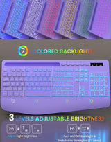 Teclado inalámbrico con retroiluminación de 7 colores, reposamuñeca...