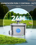 Fuente de agua para gatos Acero inoxidable: 99oz/2.8L Bebedero automático para mascotas