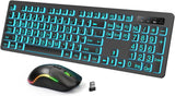 Combo de teclado y mouse inalámbricos: teclado retroiluminado de im...