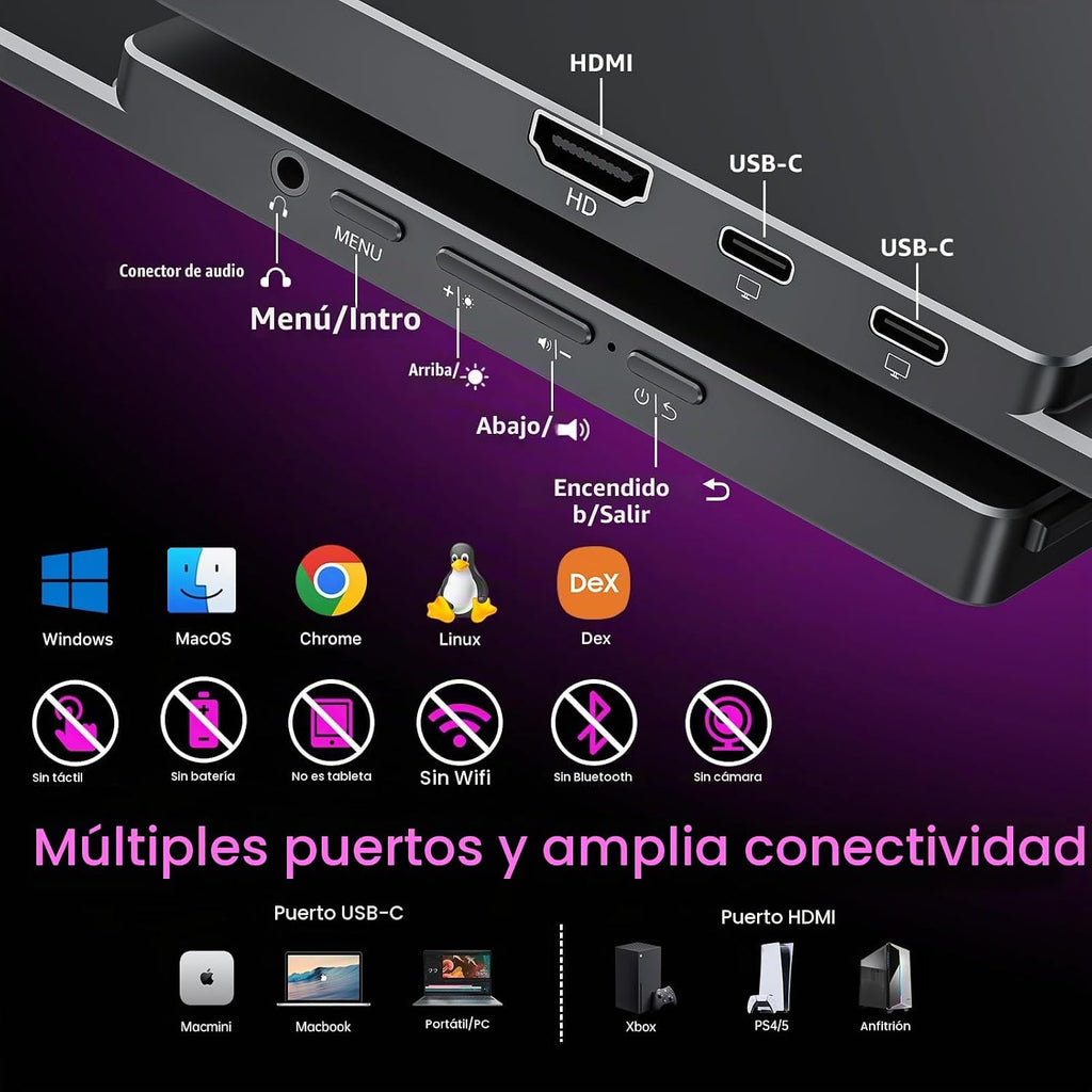kksmart Monitor portátil para laptop, MacBook Surface PC, Xbox PS5,...