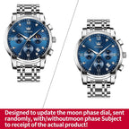 OLEVS Relojes de Hombre Lujo Impermeable Luminiscente Fácil de Leer Cronógrafo Oro Completo/Esfera Blanca/Esfera Negra Reloj de Pulsera con Calendario