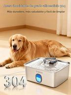 SIBAYS Fuente de agua grande para perros de 4 galones/15L, fuente de acero inoxidable para mascotas con ventana de agua y luz LED, dispensador automático ultra silencioso para perros grandes y múltiples mascotas, fácil de limpiar FS76