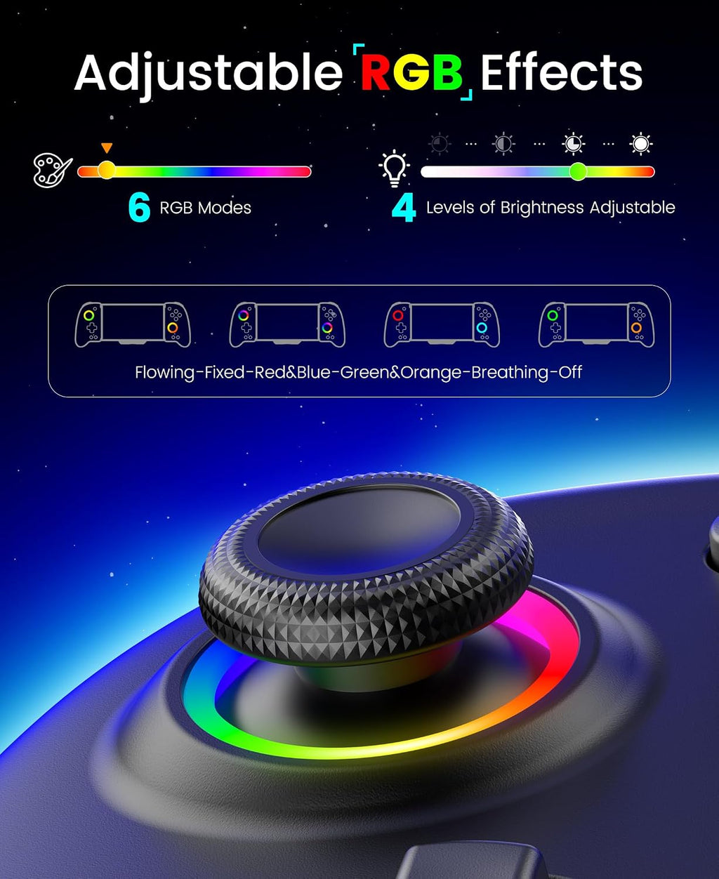Spican Switch 2 Controller, Accesorios para Switch 2 – Control Pro Inalámbrico con Joystick de Efecto Hall sin deriva, 4 modos RGB, Batería de 10H+, Turbo y Macro, Diseño ergonómico de tamaño completo para Mayor comodidad en juegos de Nintendo Switch 2