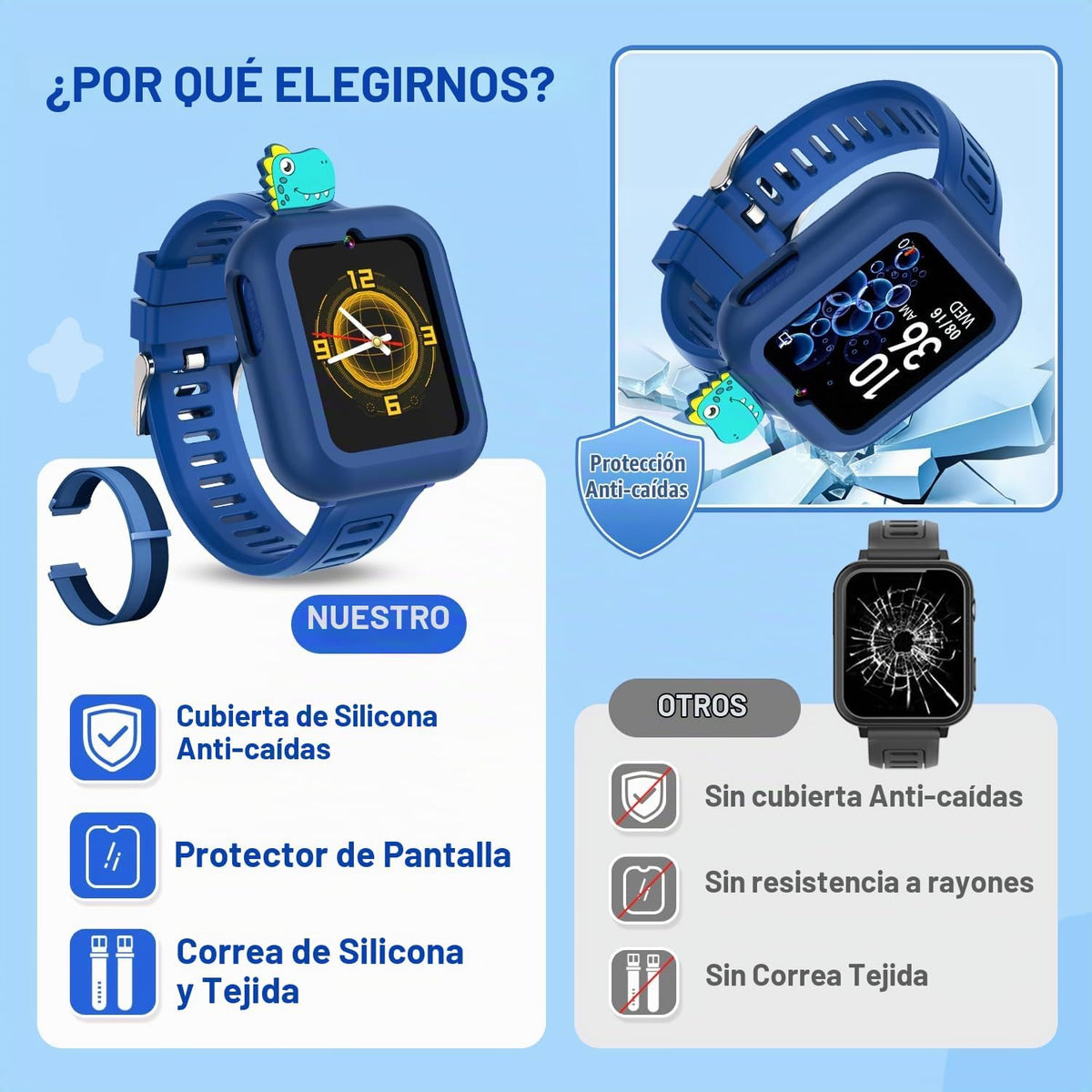 Reloj inteligente para niños de 3 a 12 años de edad con 39 juegos