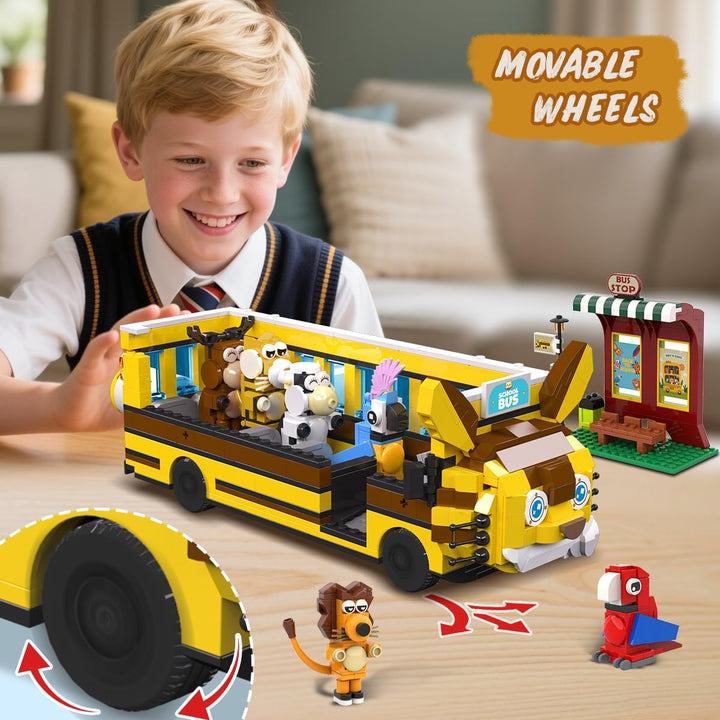 HOGOKIDS Juego de construcción de autobús escolar para