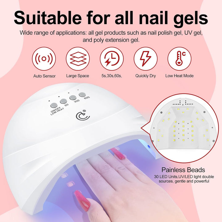 COSCELIA Kit de esmalte de uñas en gel de 53 piezas con luz UV y ki...