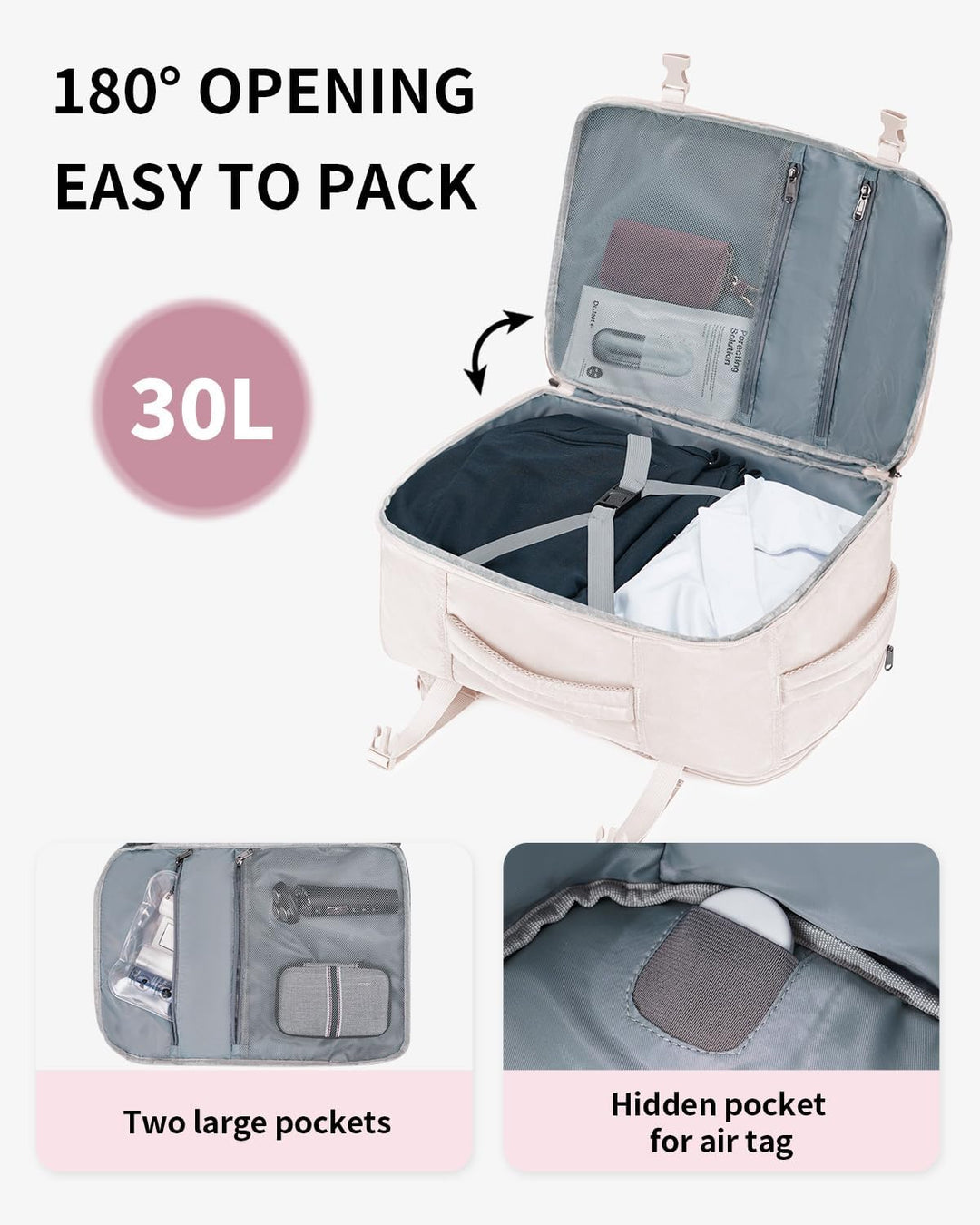 ECOHUB Spirit Airlines - Mochila de viaje para mujer, 18 x 14 x 8 p...