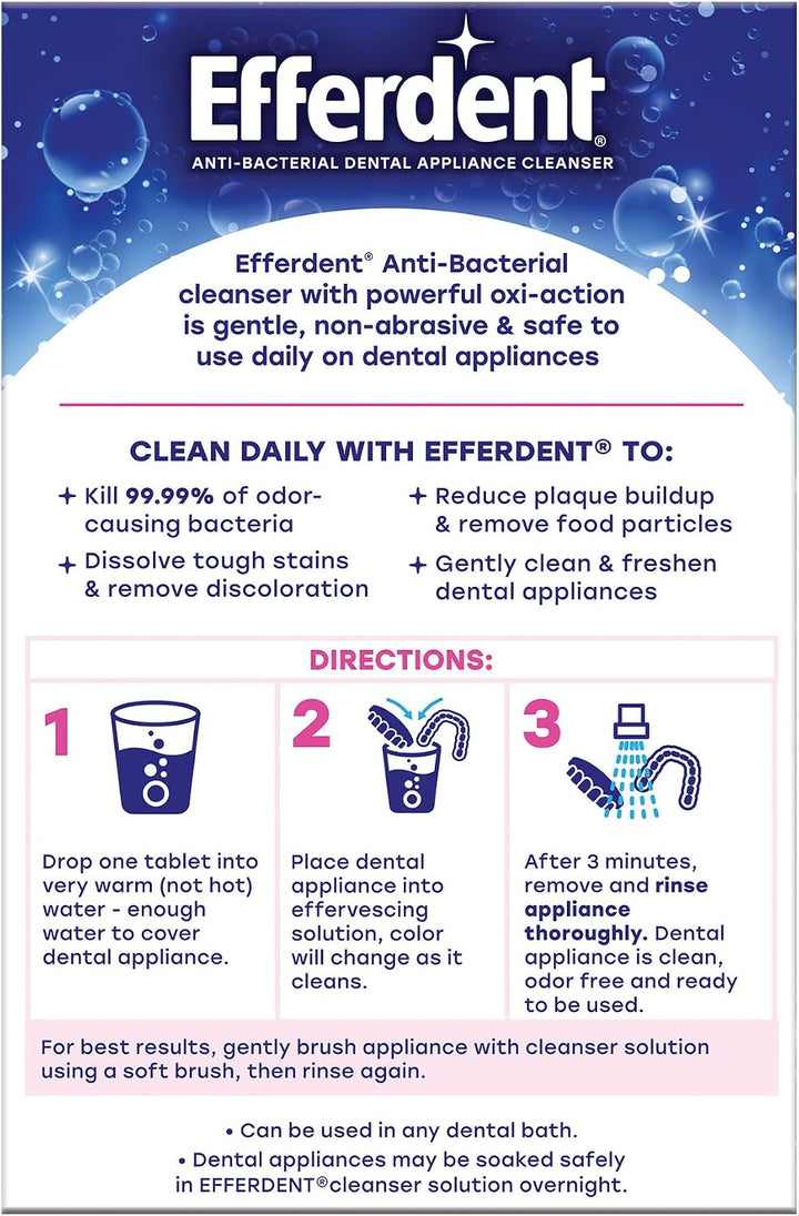 Efferdent Tabletas limpiadoras de dentaduras \u2013 Aparatos dental...
