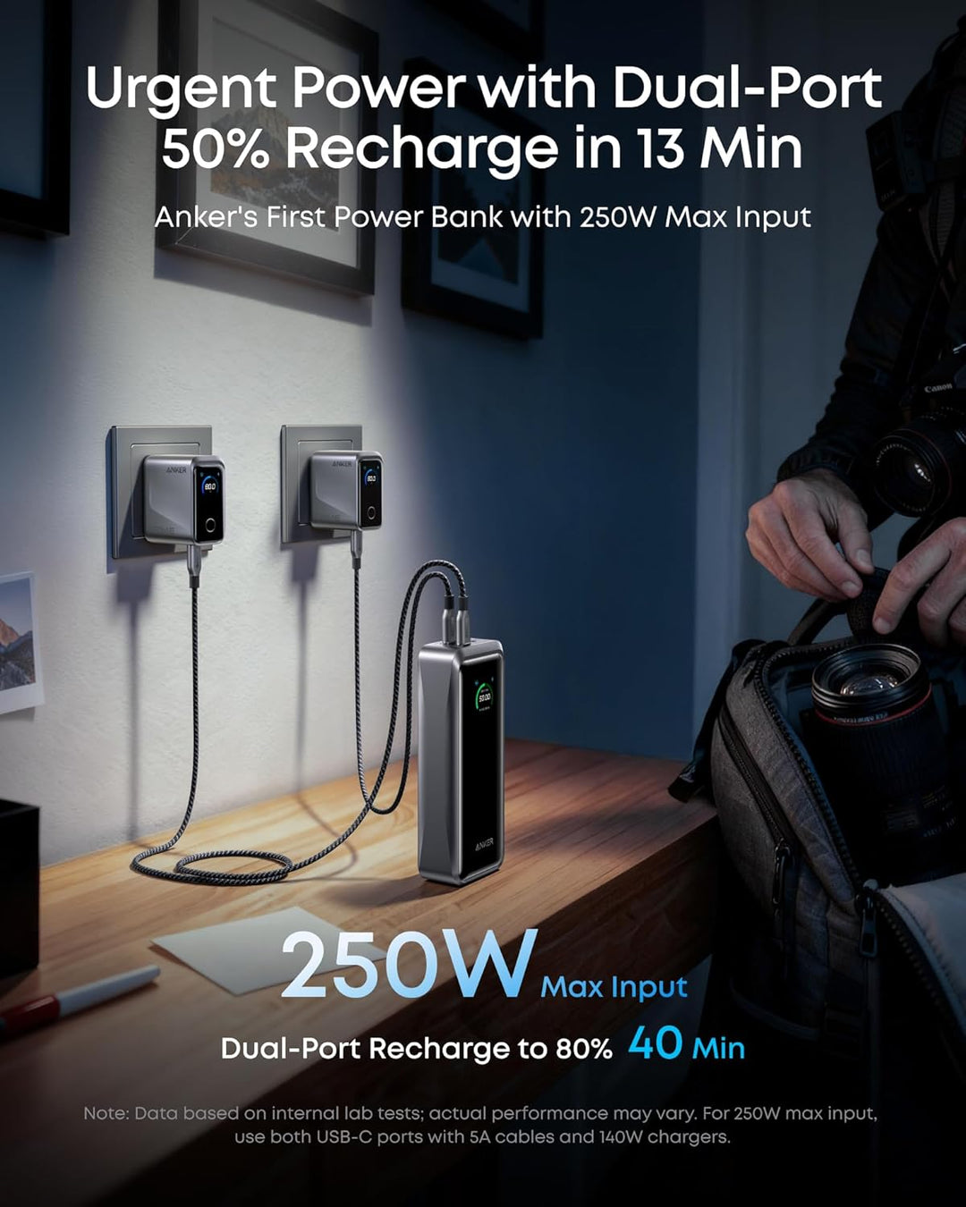 Anker Prime Power Bank, banco de energía portátil de 3 puertos de 2...