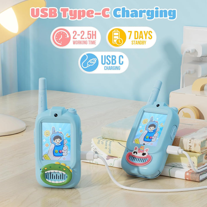 Walkie Talkies de video para niños, paquete de 2 walkie talkies par...