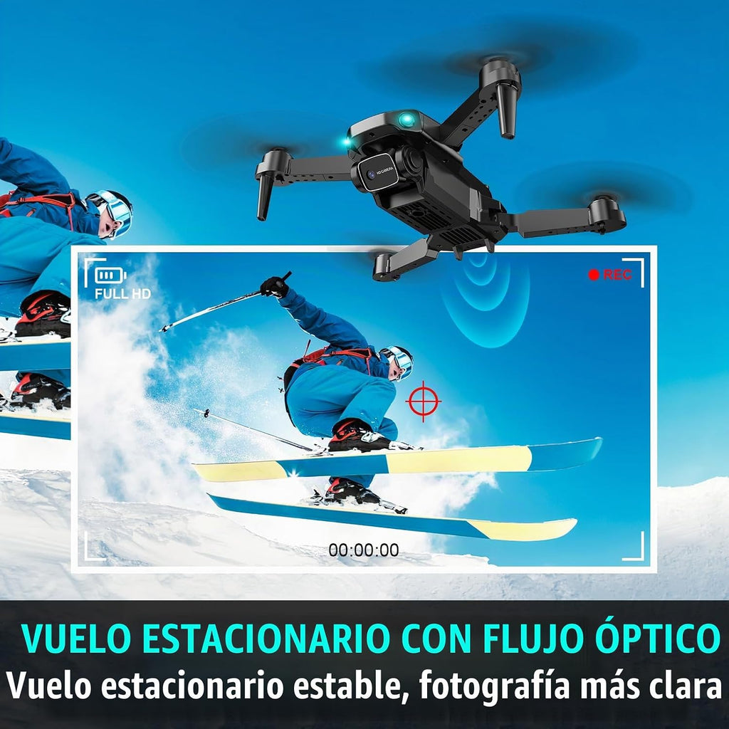 Dron con cámara para adultos, niños principiantes, 1080P HD FPV Mini Drone RC plegable con 2 baterías, retención de altitud, despegue/aterrizaje con una tecla, cámara ajustable de 90°, control de