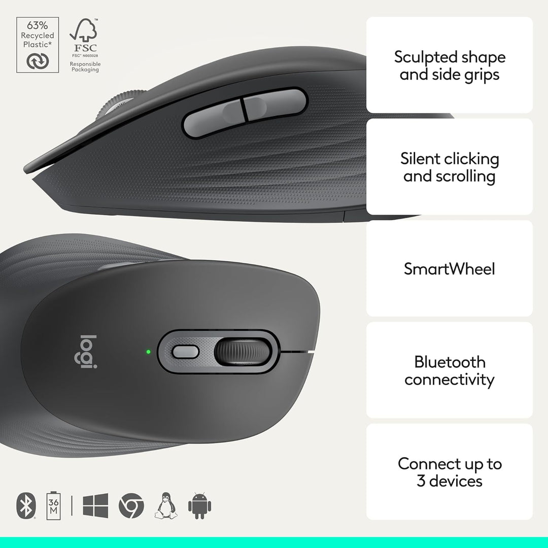 Logitech Signature Comfort M840 L - Ratón inalámbrico Bluetooth con...
