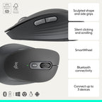 Logitech Signature Comfort M840 L Ratón Inalámbrico Bluetooth - Blanco, Grafito, Cojín sin palma