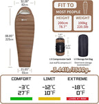 Manta/ Bolso de dormir con temperatura de 0 °C para adultos, camping de clima frío