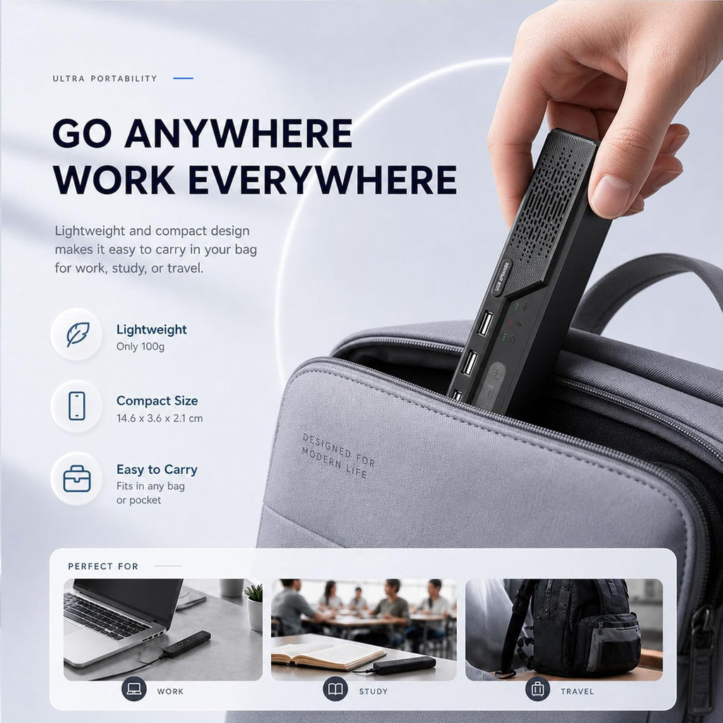 Altavoz de conferencia para PC y portátil, altavoz Bluetooth con reducción de ruido AI, captación de voz de 360°, USB-C Plug and Play, compatible con Zoom, Microsoft Teams, Skype y Webex