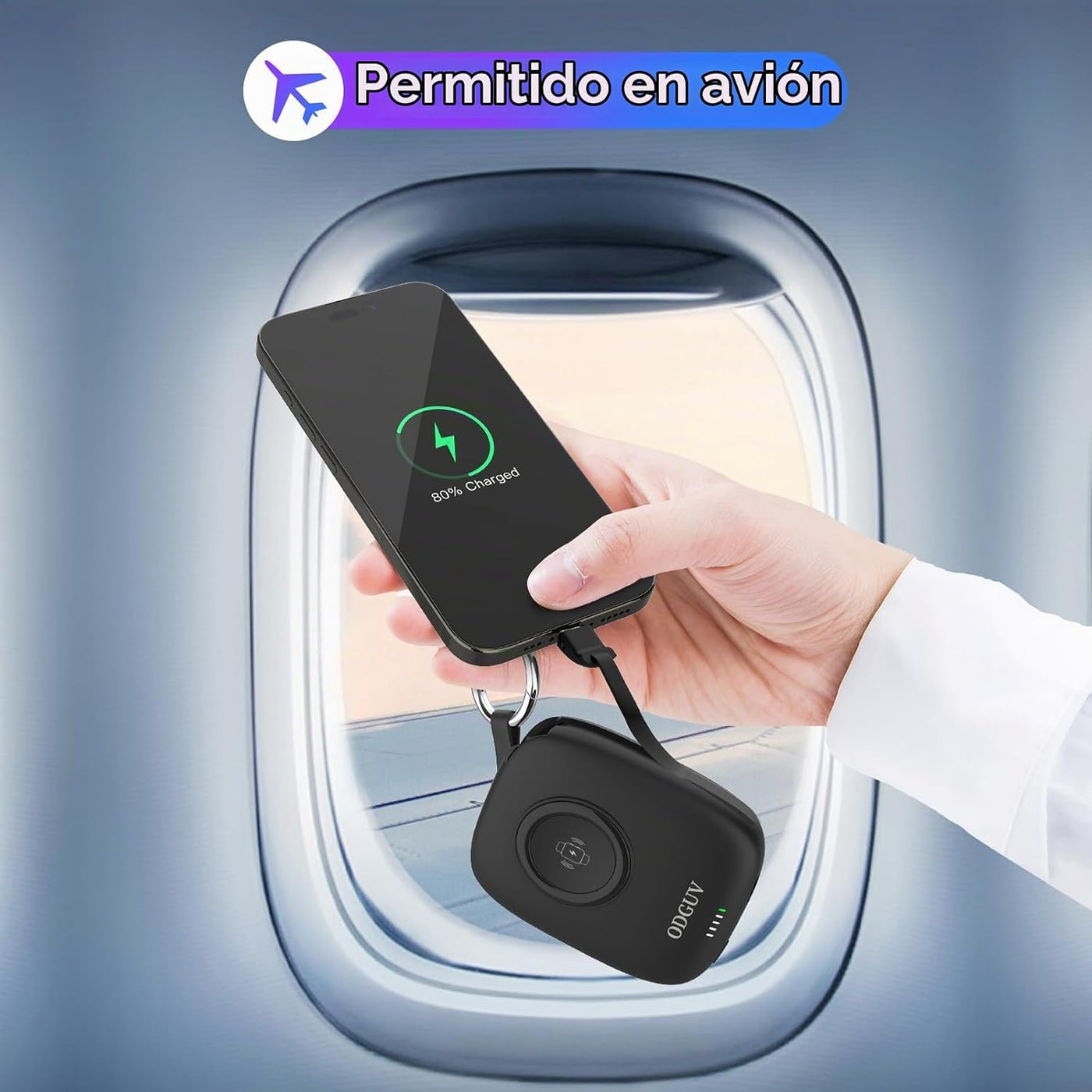 Cargador portátil pequeño de 5000mAh, cargador inalámbrico mini par...