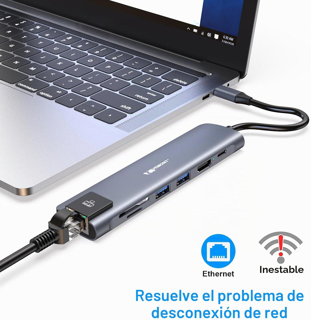 VEMONT, hub USB de 2 puertos